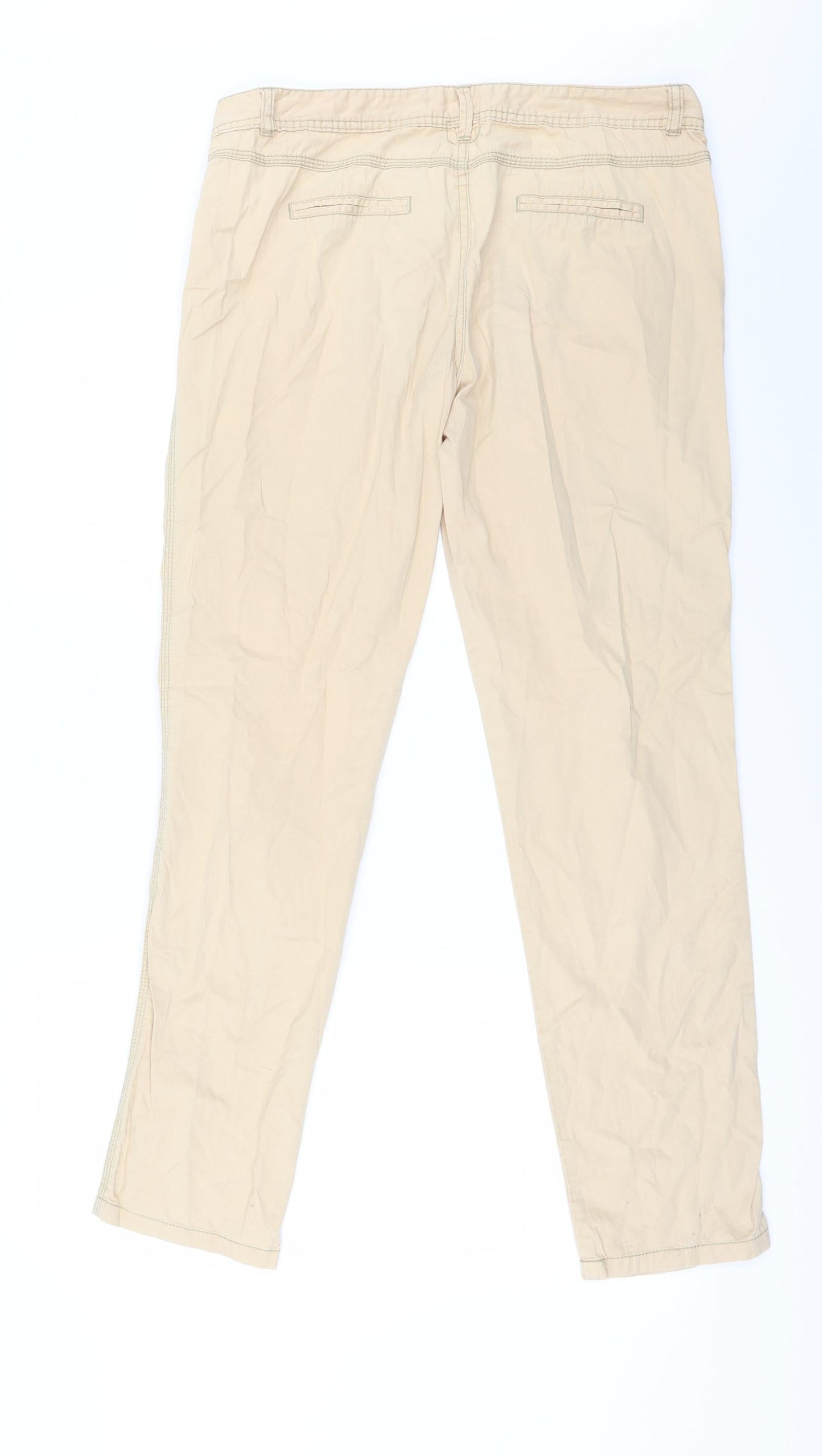 Womens UK Size 12 Internacionale Regular Fit Capri Beige Trousers