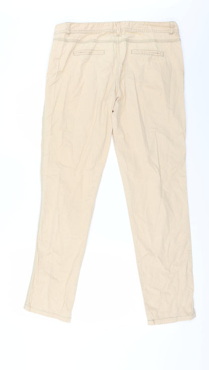Womens UK Size 12 Internacionale Regular Fit Capri Beige Trousers