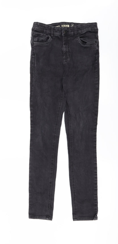 Womens UK Size 12 Preworn Regular Fit Straight Black Jeans