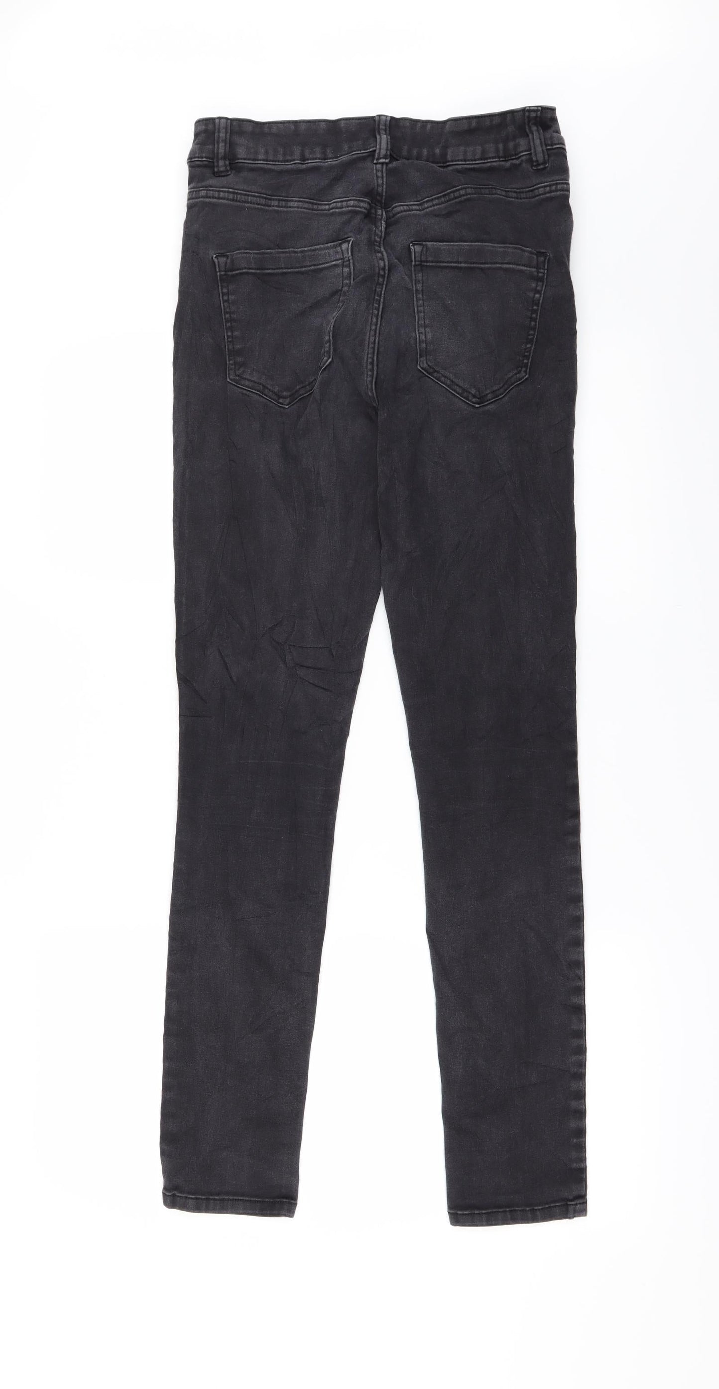 Womens UK Size 12 Preworn Regular Fit Straight Black Jeans