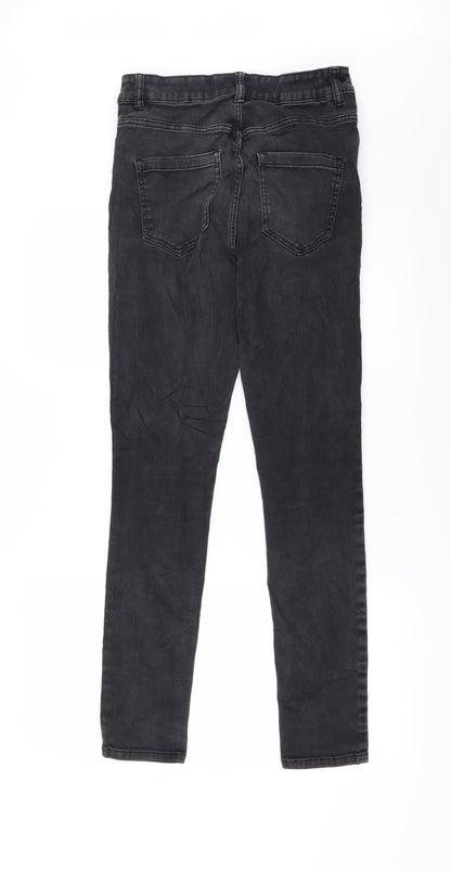 Womens UK Size 12 Preworn Regular Fit Straight Black Jeans