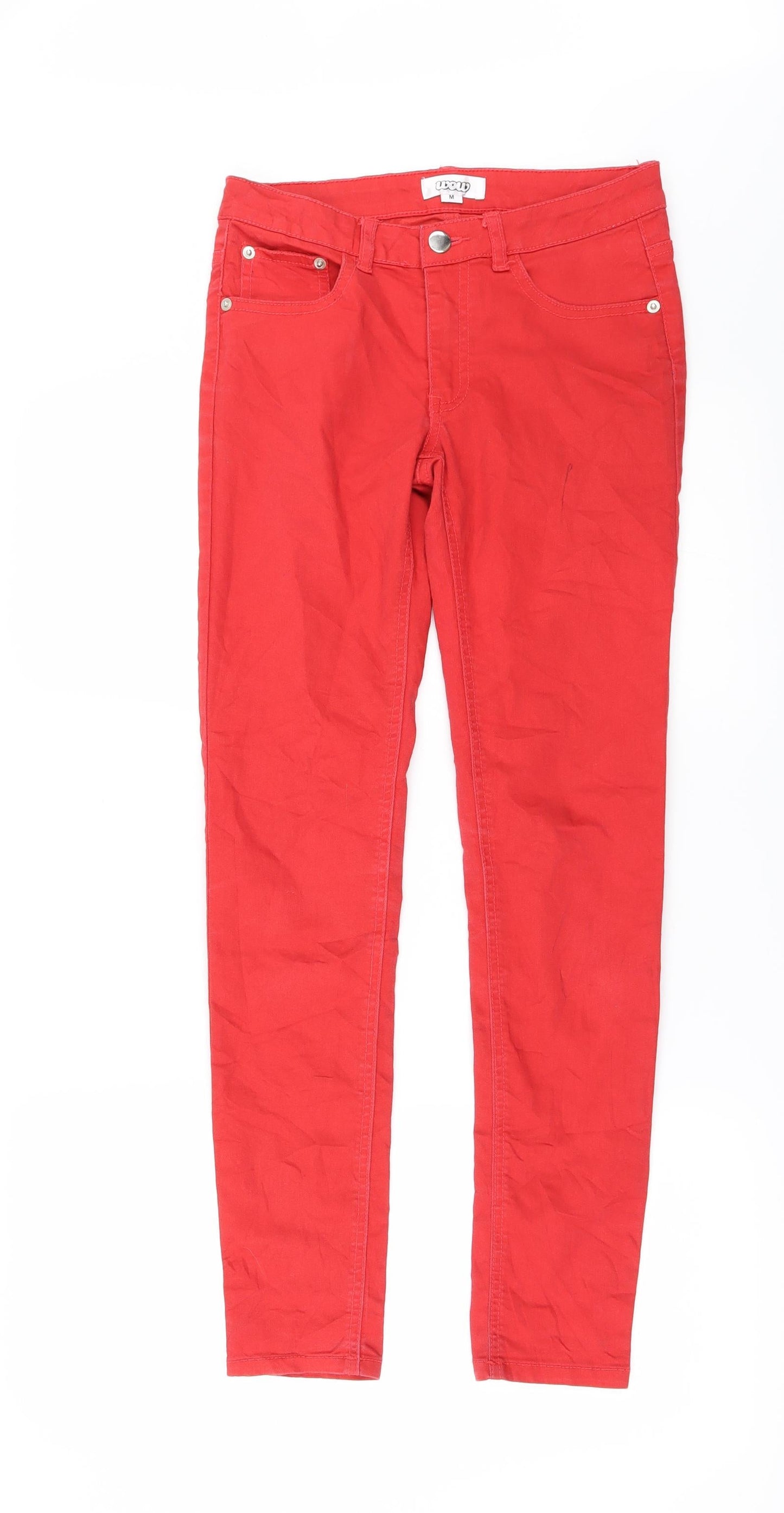 Womens UK Size M WOW Regular Fit Straight Red Jeans