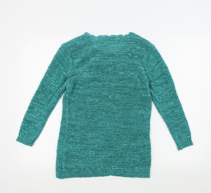 Bon Marché Womens Green   Pullover Jumper Size S  - Embroidered Floral