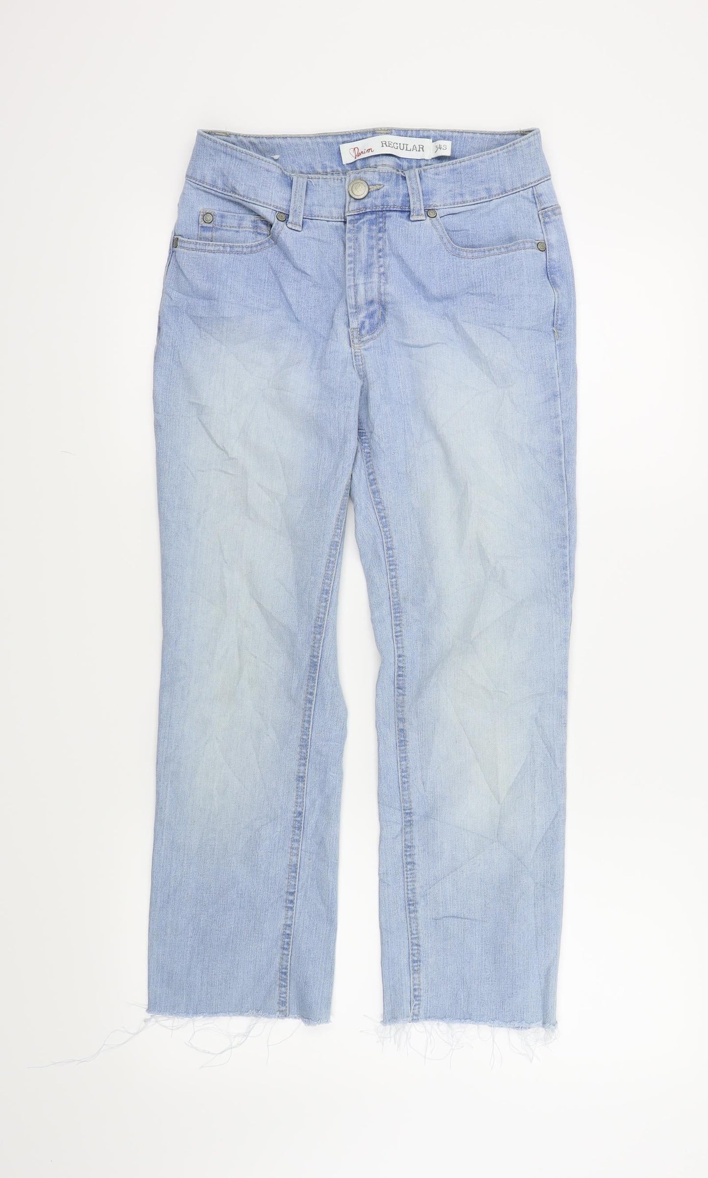 Womens UK Size 34 in Denim Regular Fit Cropped Blue Jeans