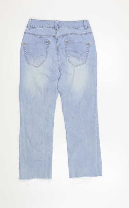 Womens UK Size 34 in Denim Regular Fit Cropped Blue Jeans