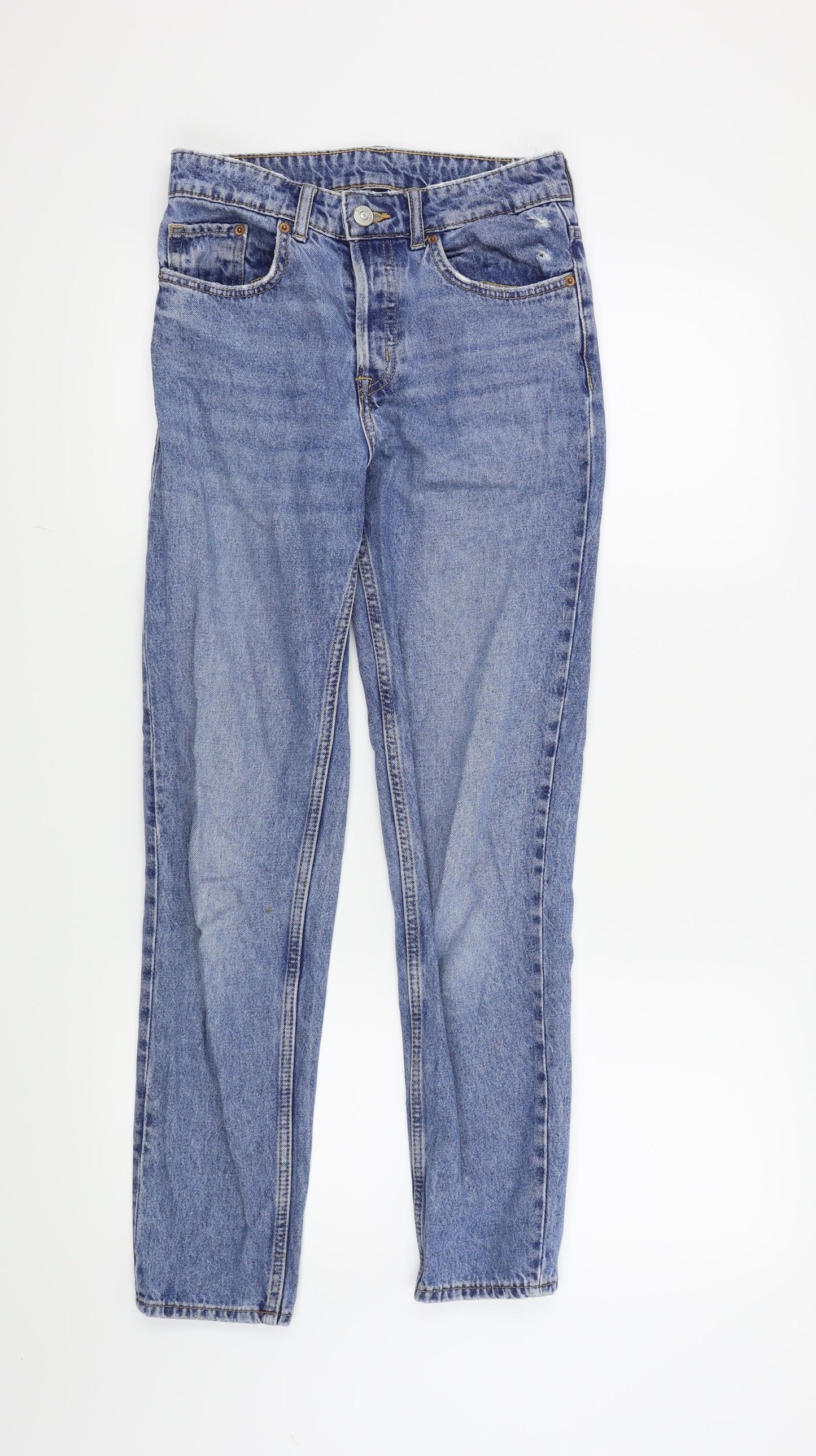 Womens UK Size 4 H&M Regular Fit Straight Blue Jeans