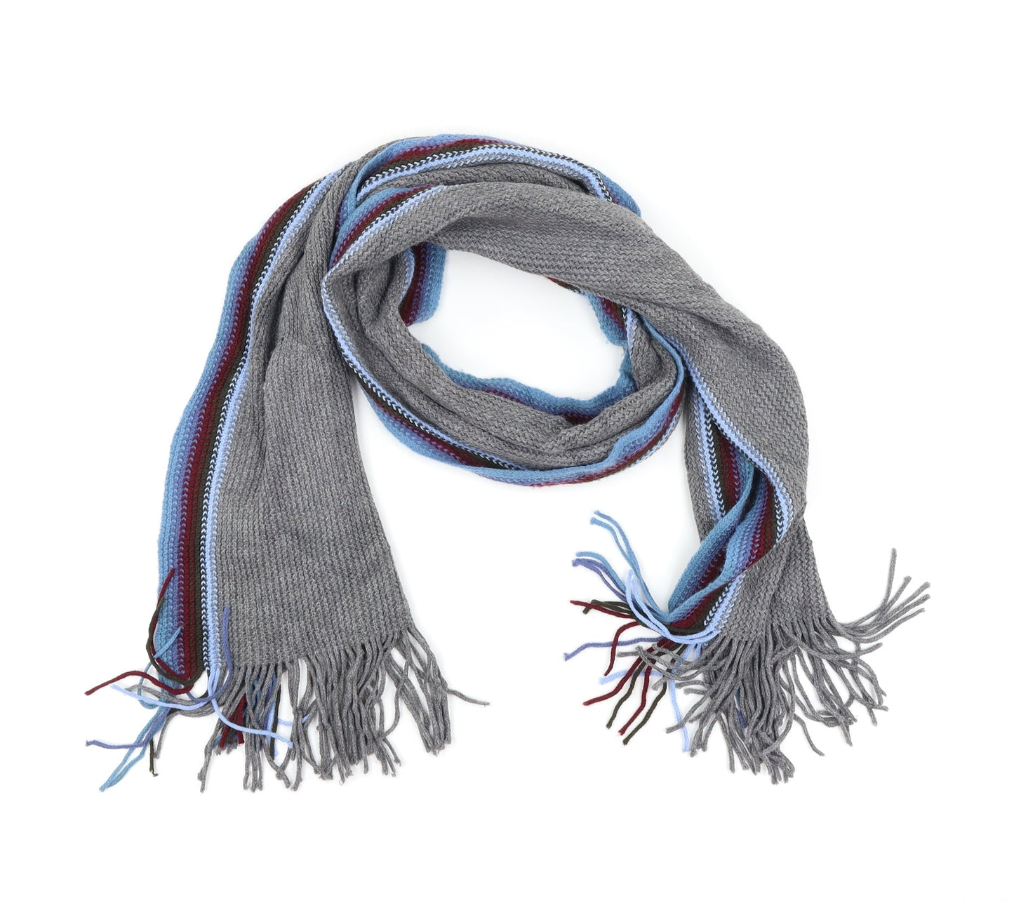 Preworn Mens Grey Striped  Scarf  One Size