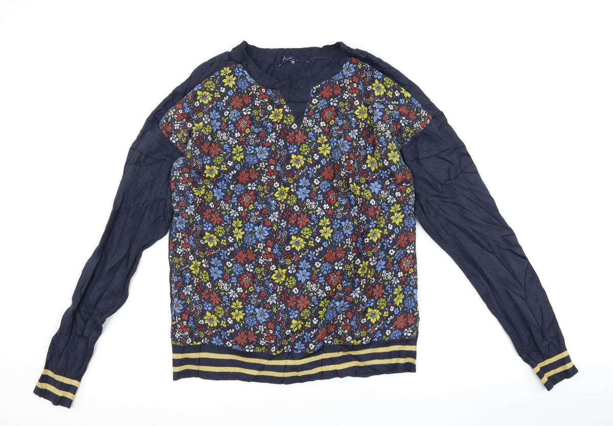 Next Womens Blue Floral  Pullover Jumper Size 14