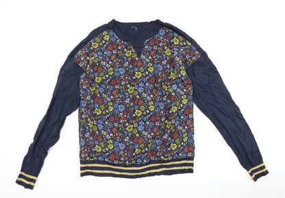 Next Womens Blue Floral  Pullover Jumper Size 14