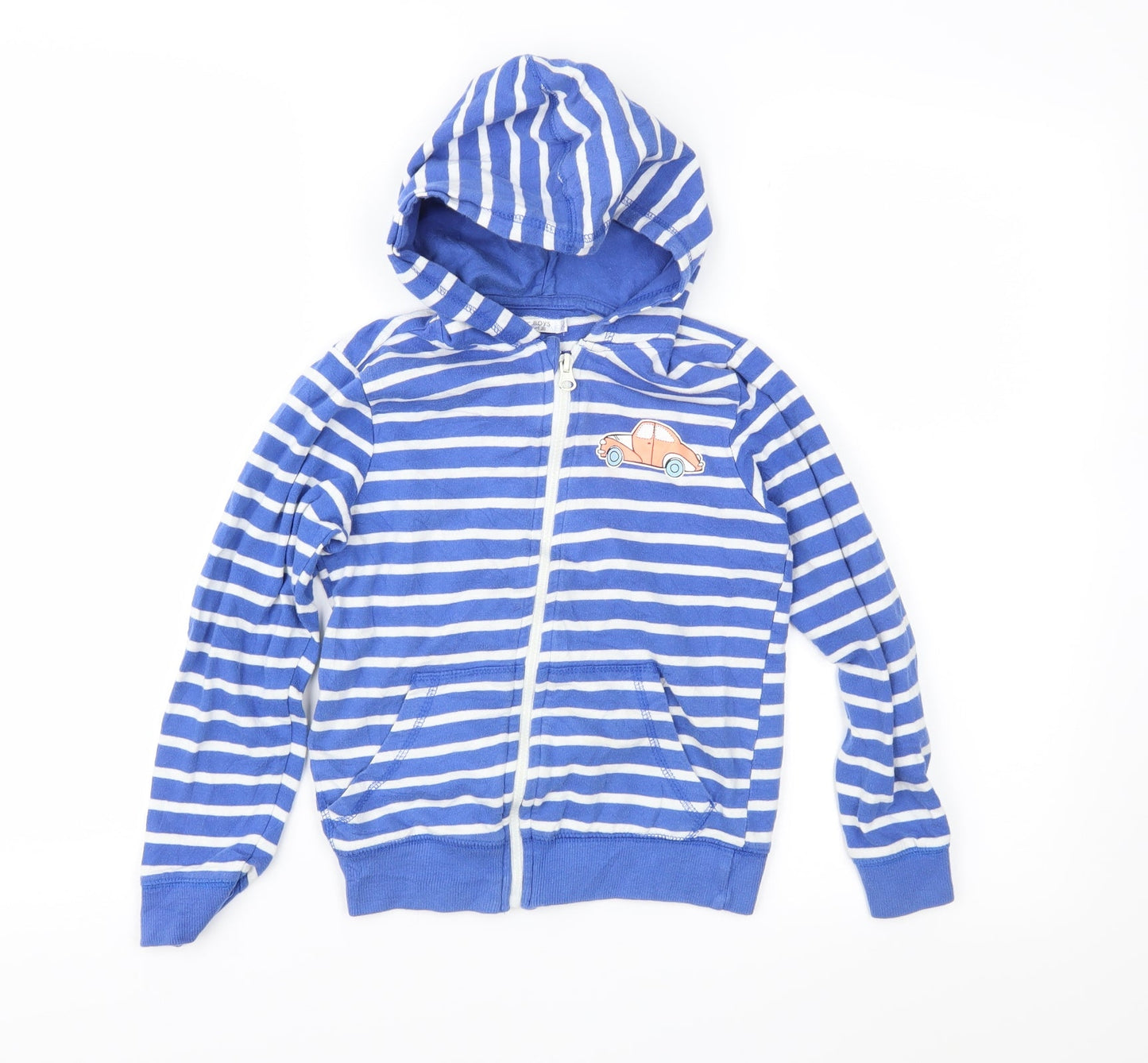 Preworn Boys Blue Striped  Full Zip Hoodie Size 8 Years