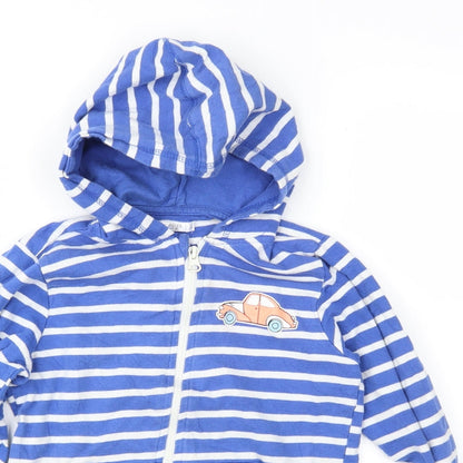 Preworn Boys Blue Striped  Full Zip Hoodie Size 8 Years