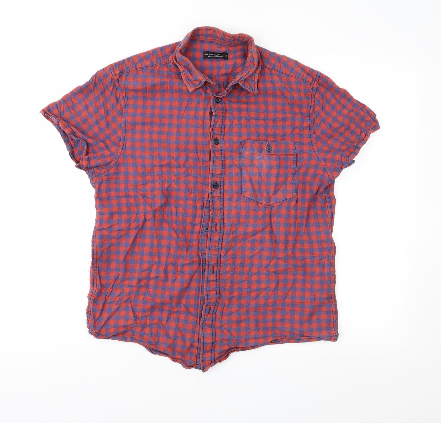 Mens UK Size M Cedar Wood State Red  Button-Up Short Sleeve Casual Shirt