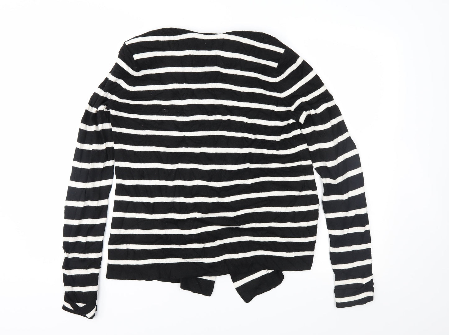 Marks and Spencer Womens Black Striped Knit Cardigan Jumper Size 14