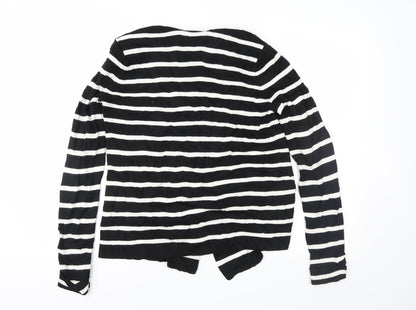 Marks and Spencer Womens Black Striped Knit Cardigan Jumper Size 14
