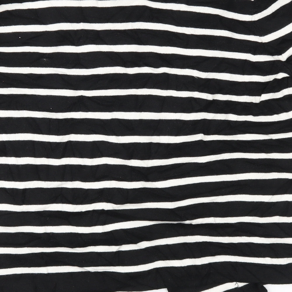 Marks and Spencer Womens Black Striped Knit Cardigan Jumper Size 14