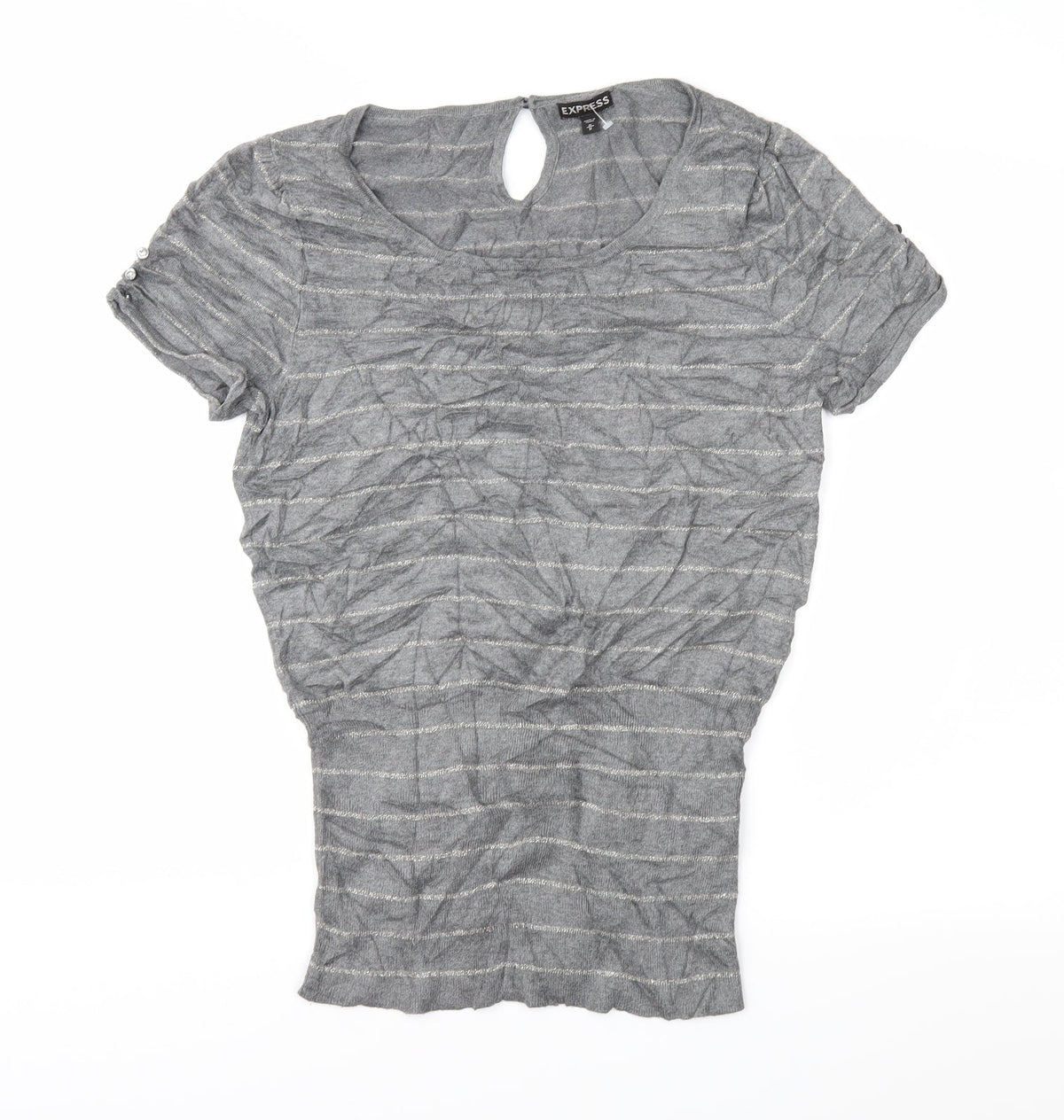 Express Womens Grey Striped Knit Pullover Jumper Size M