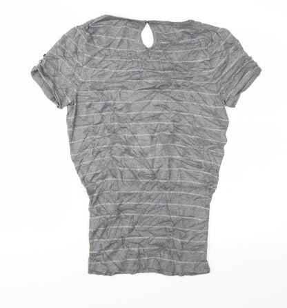 Express Womens Grey Striped Knit Pullover Jumper Size M