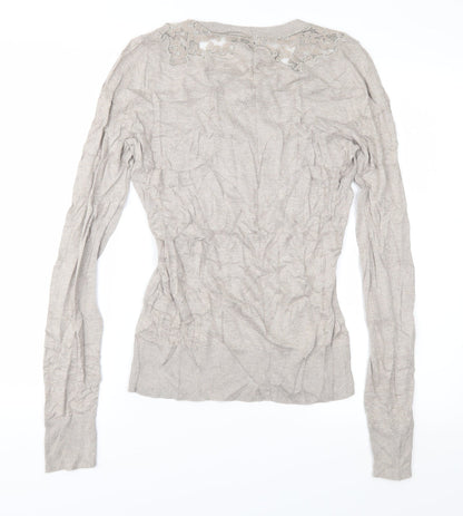 Topshop Womens Brown Floral Knit Pullover Jumper Size 8
