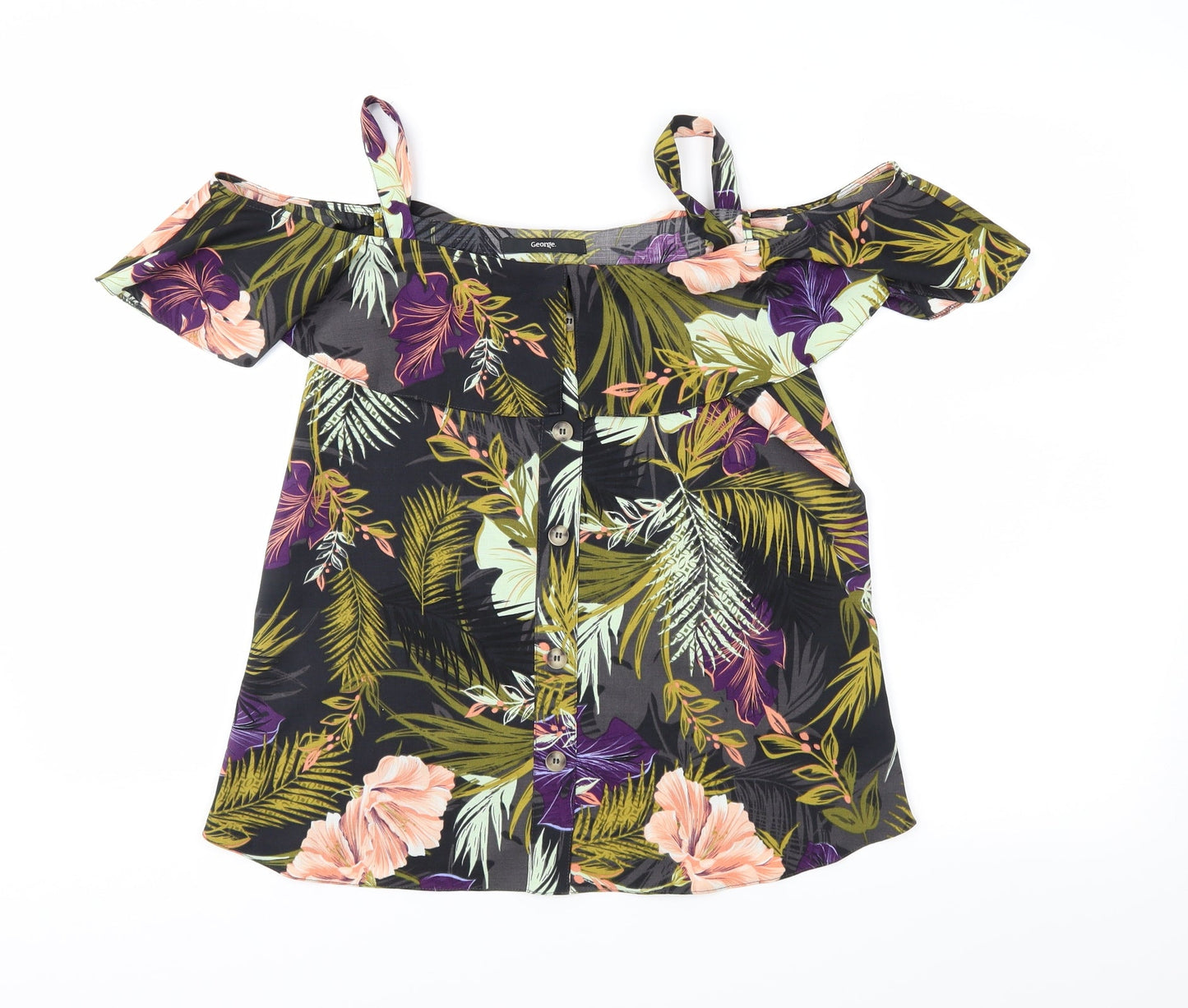George Womens Multicoloured Floral  Basic Blouse Size 8