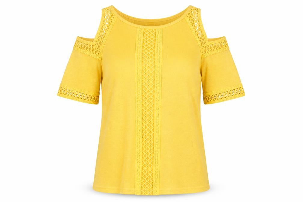 Womens UK Size 6 New Look Yellow Basic Blouse