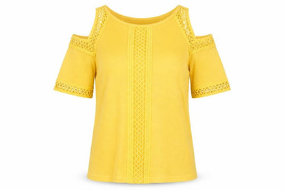 Womens UK Size 6 New Look Yellow Basic Blouse