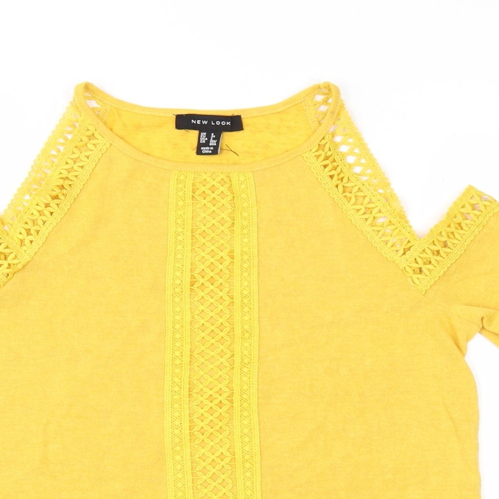Womens UK Size 6 New Look Yellow Basic Blouse