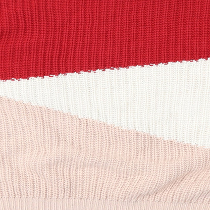 New Look Womens Red Geometric Knit Pullover Jumper Size S