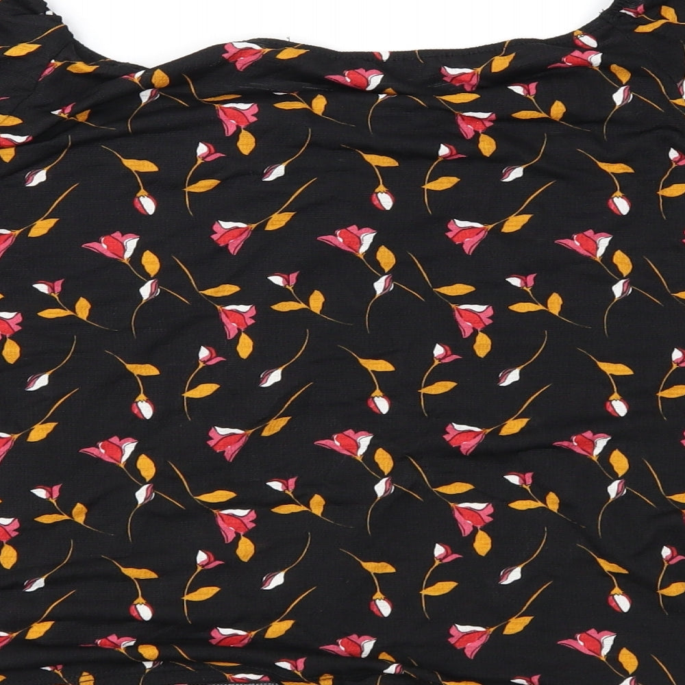 George Womens Black Floral  Basic Blouse Size 8