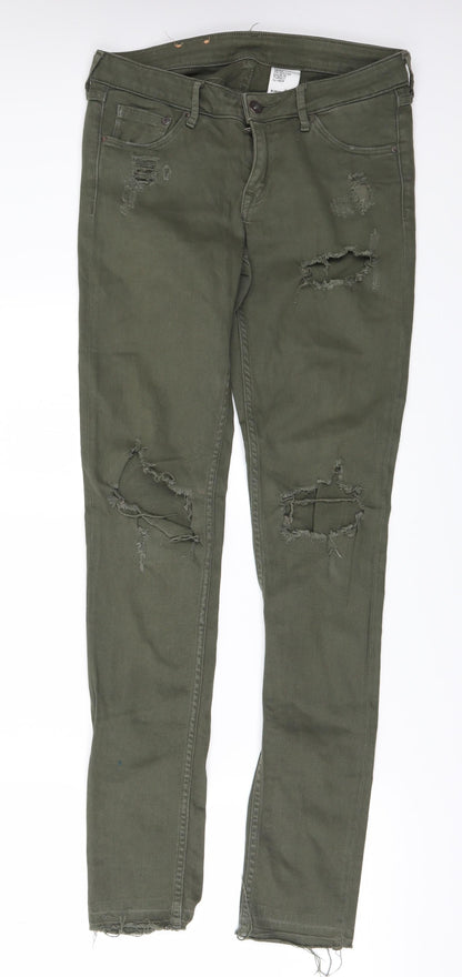 Womens UK Size 28 in H&M Regular Fit Skinny Green Jeans