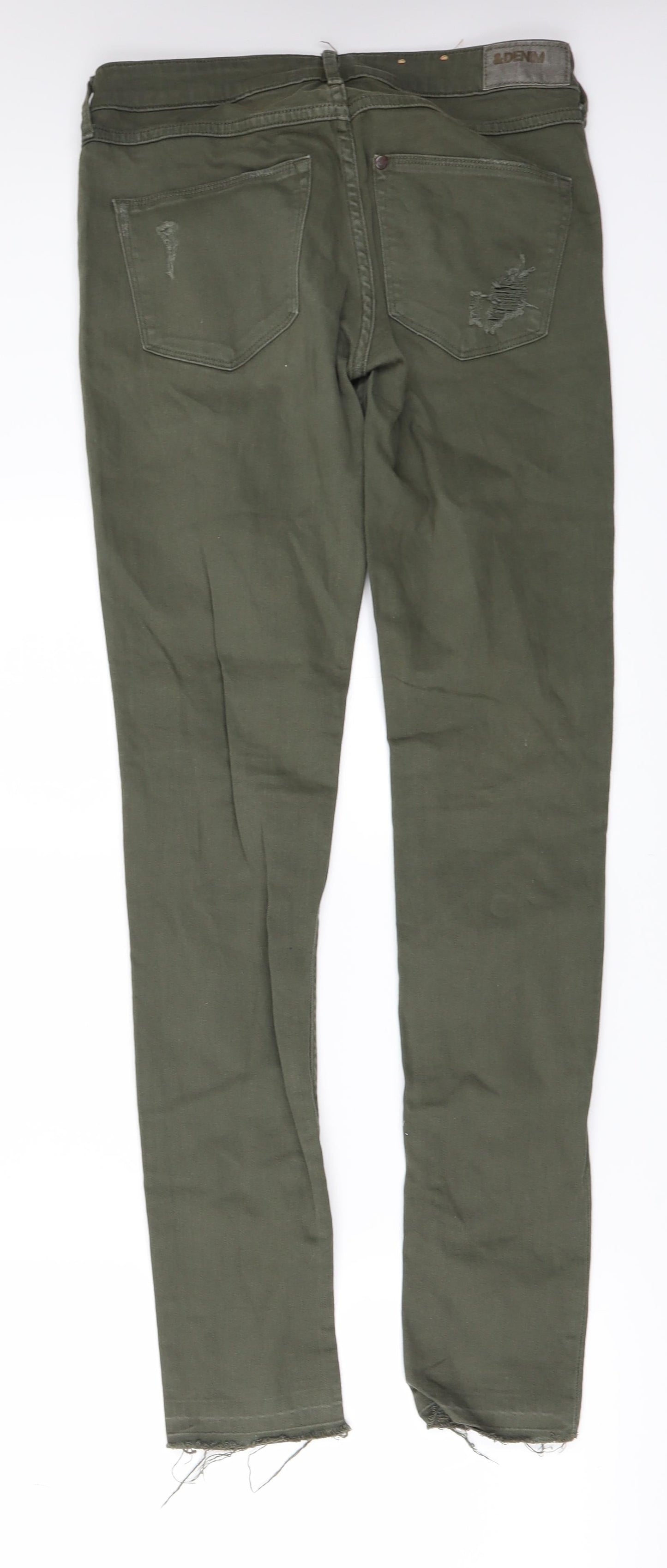 Womens UK Size 28 in H&M Regular Fit Skinny Green Jeans