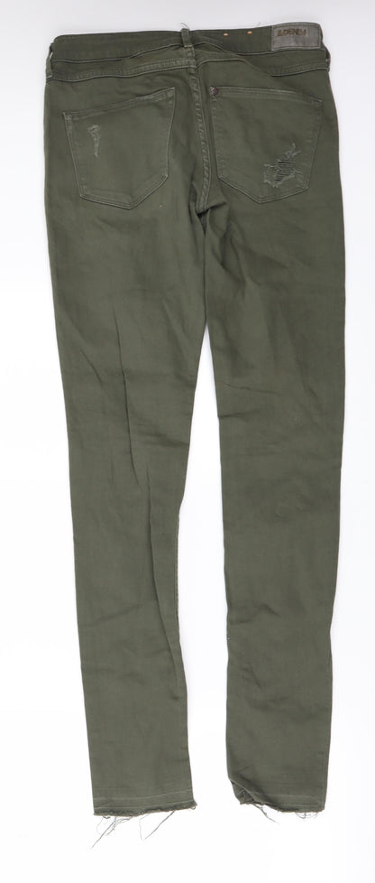 Womens UK Size 28 in H&M Regular Fit Skinny Green Jeans
