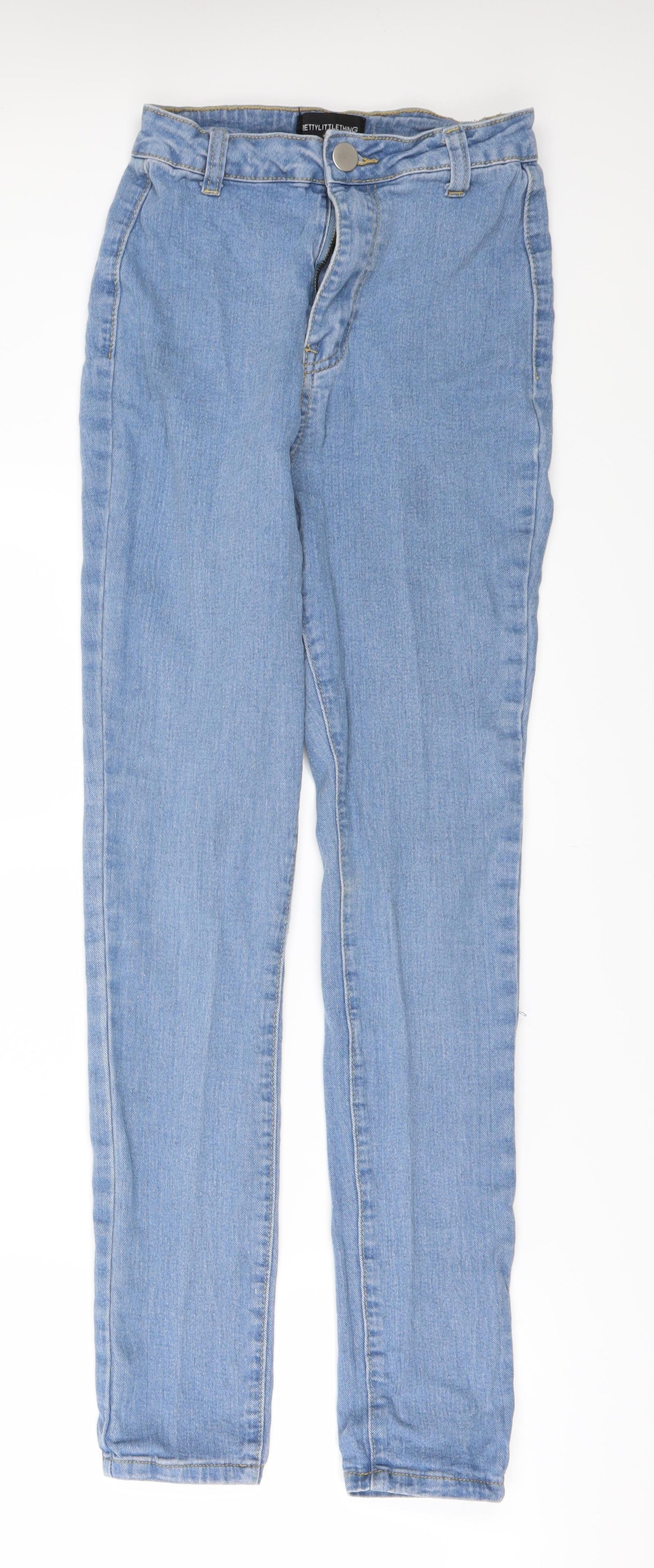 PRETTYLITTLETHING Womens Blue  Denim Skinny Jeans Size 4 L29 in