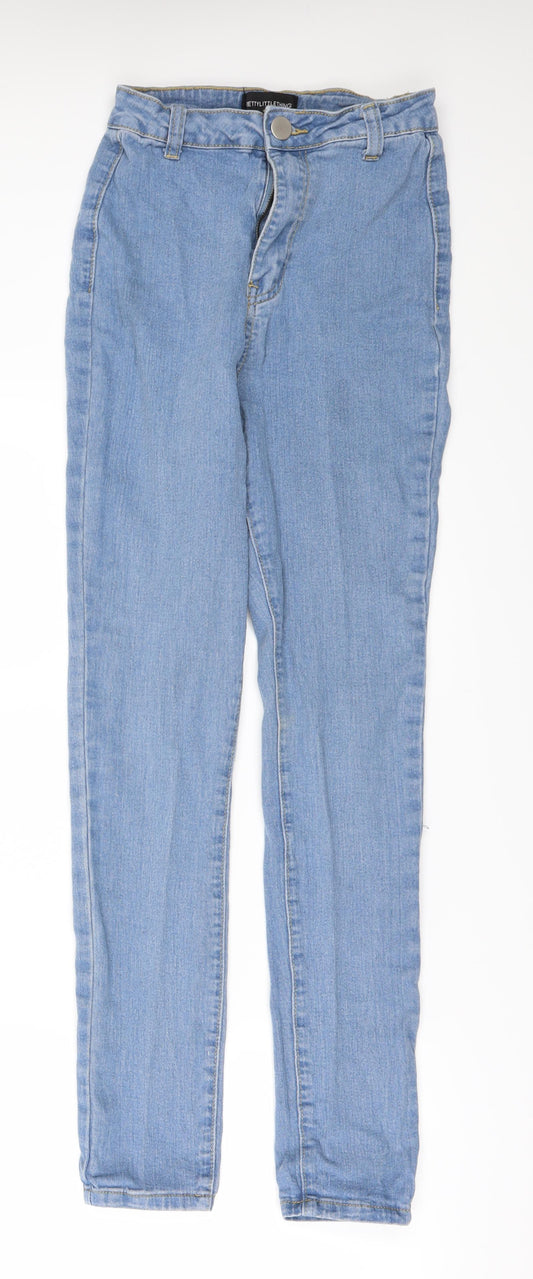 PRETTYLITTLETHING Womens Blue  Denim Skinny Jeans Size 4 L29 in