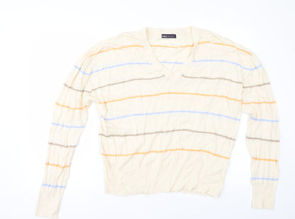 Marks and Spencer Womens Ivory Striped  Pullover Jumper Size XL