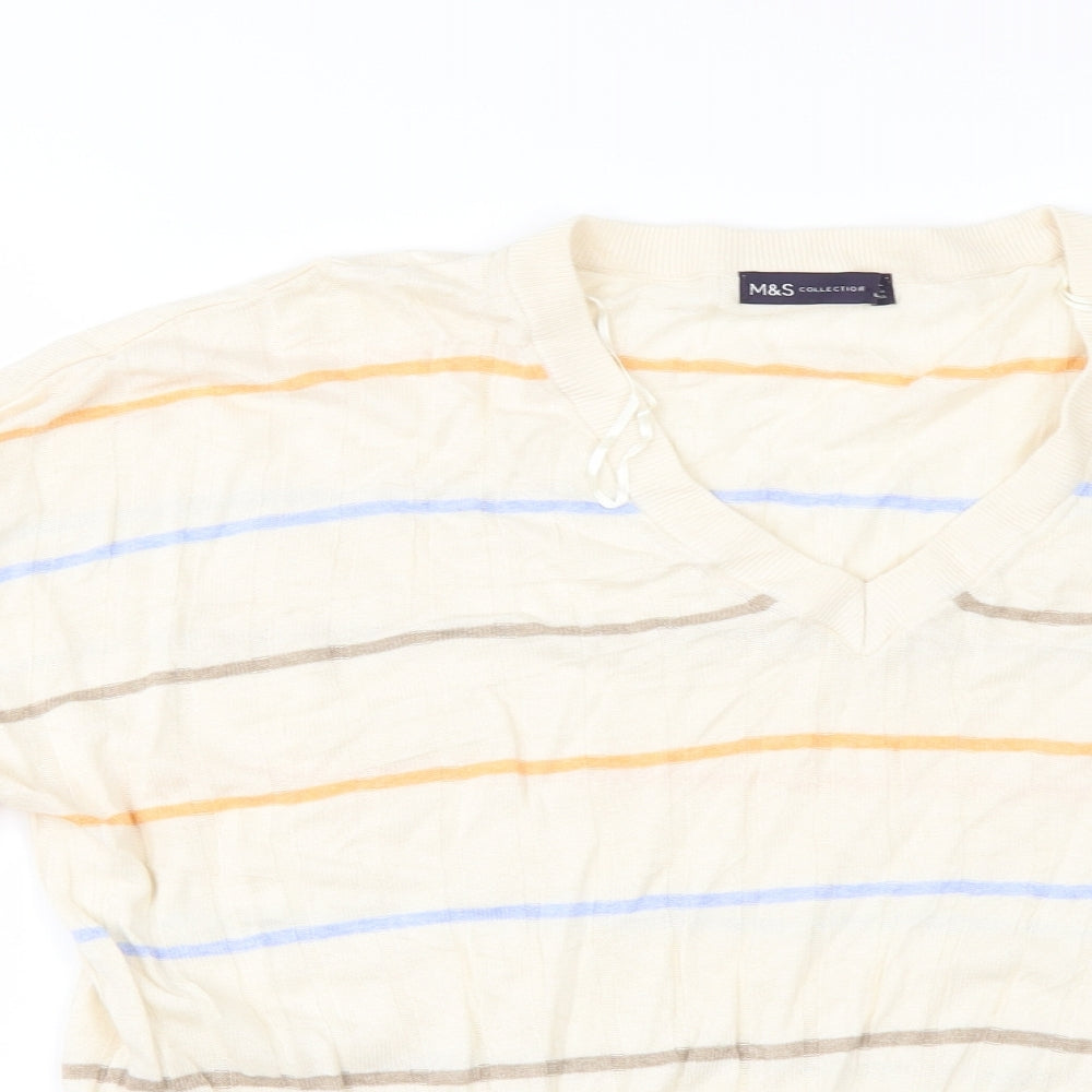 Marks and Spencer Womens Ivory Striped  Pullover Jumper Size XL