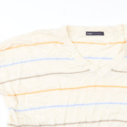 Marks and Spencer Womens Ivory Striped  Pullover Jumper Size XL