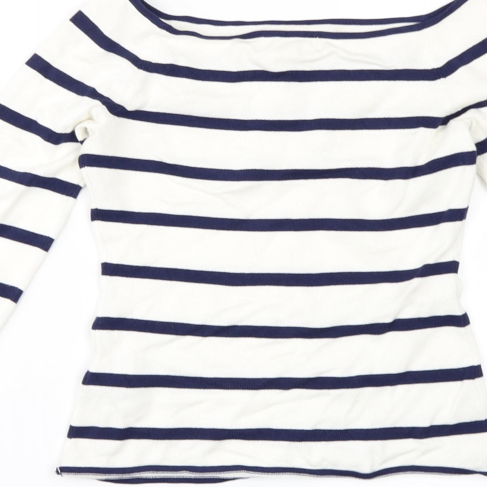 H&M Womens Ivory Striped  Pullover Jumper Size S