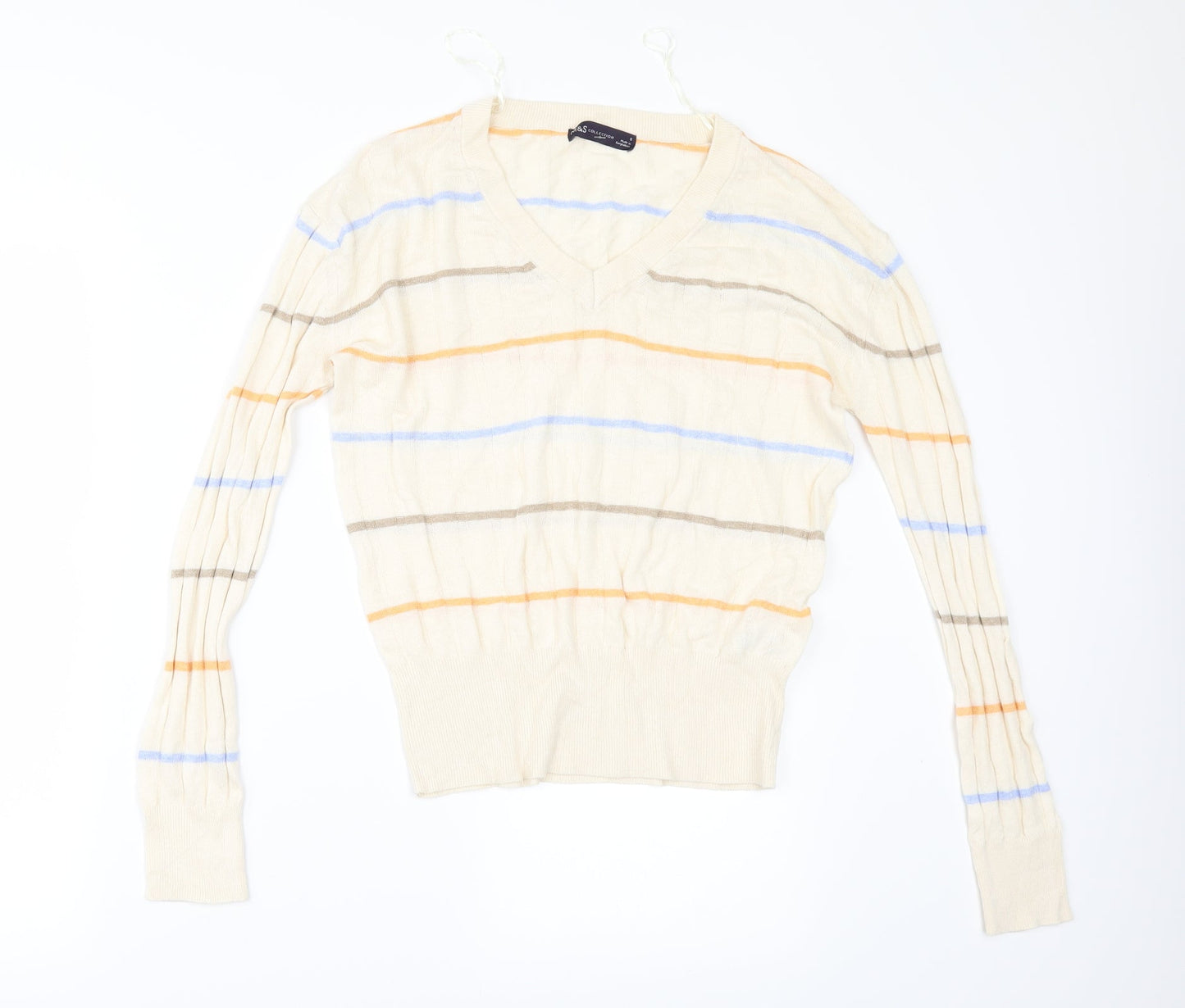 Marks and Spencer Womens Ivory Striped  Pullover Jumper Size S