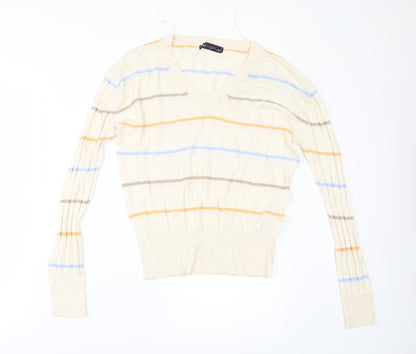 Marks and Spencer Womens Ivory Striped  Pullover Jumper Size S