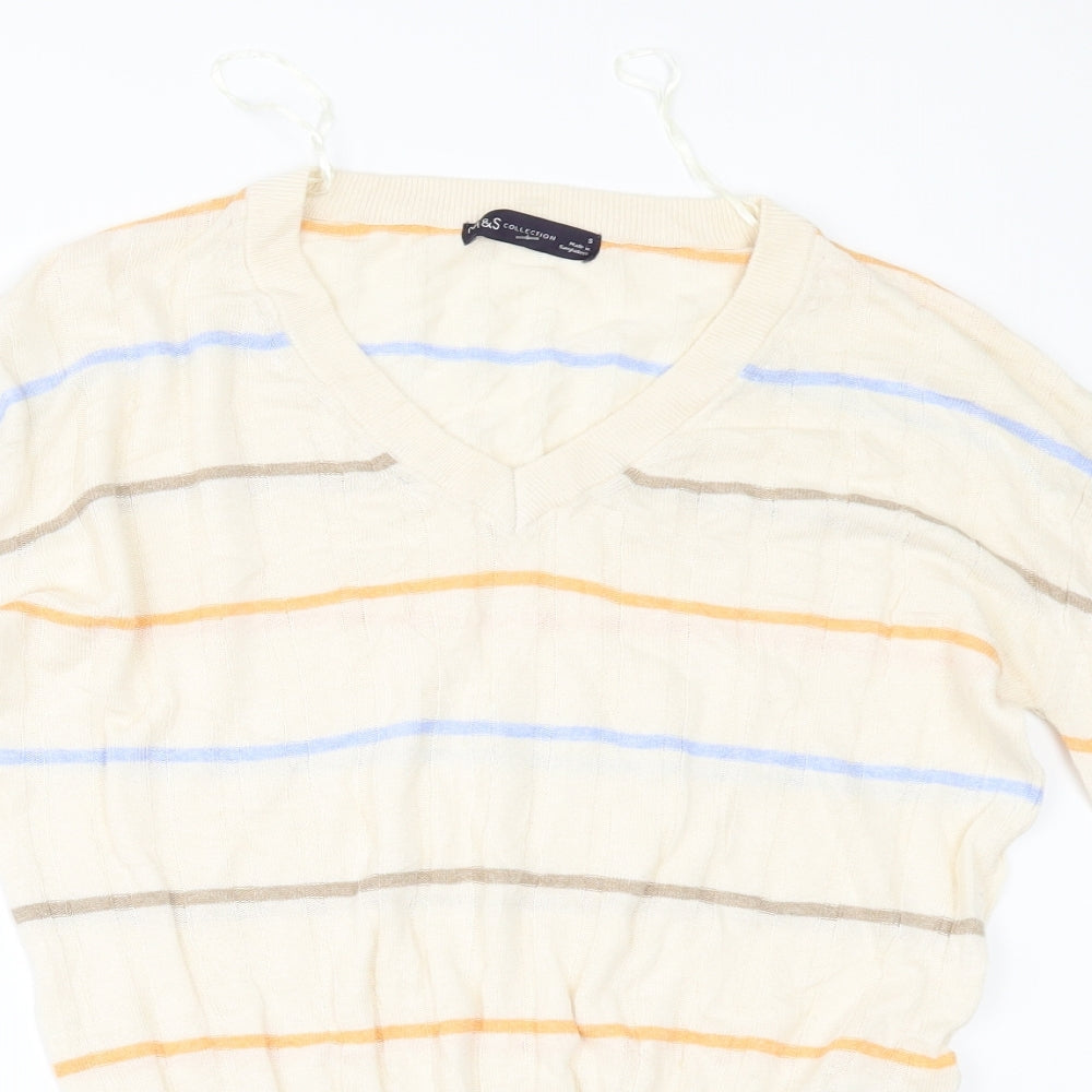 Marks and Spencer Womens Ivory Striped  Pullover Jumper Size S