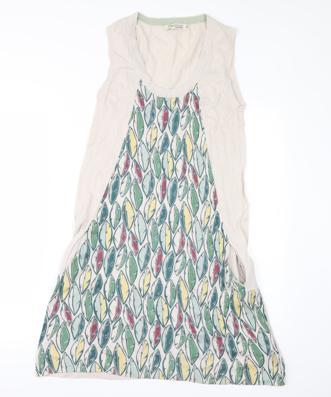 INDIWOMAN Womens Beige Floral  Jumper Dress  Size M