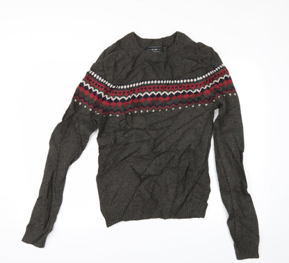 Topshop Mens Green Geometric  Pullover Jumper Size XS