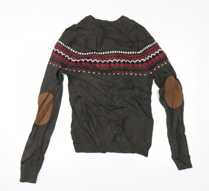 Topshop Mens Green Geometric  Pullover Jumper Size XS