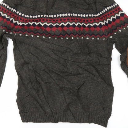 Topshop Mens Green Geometric  Pullover Jumper Size XS