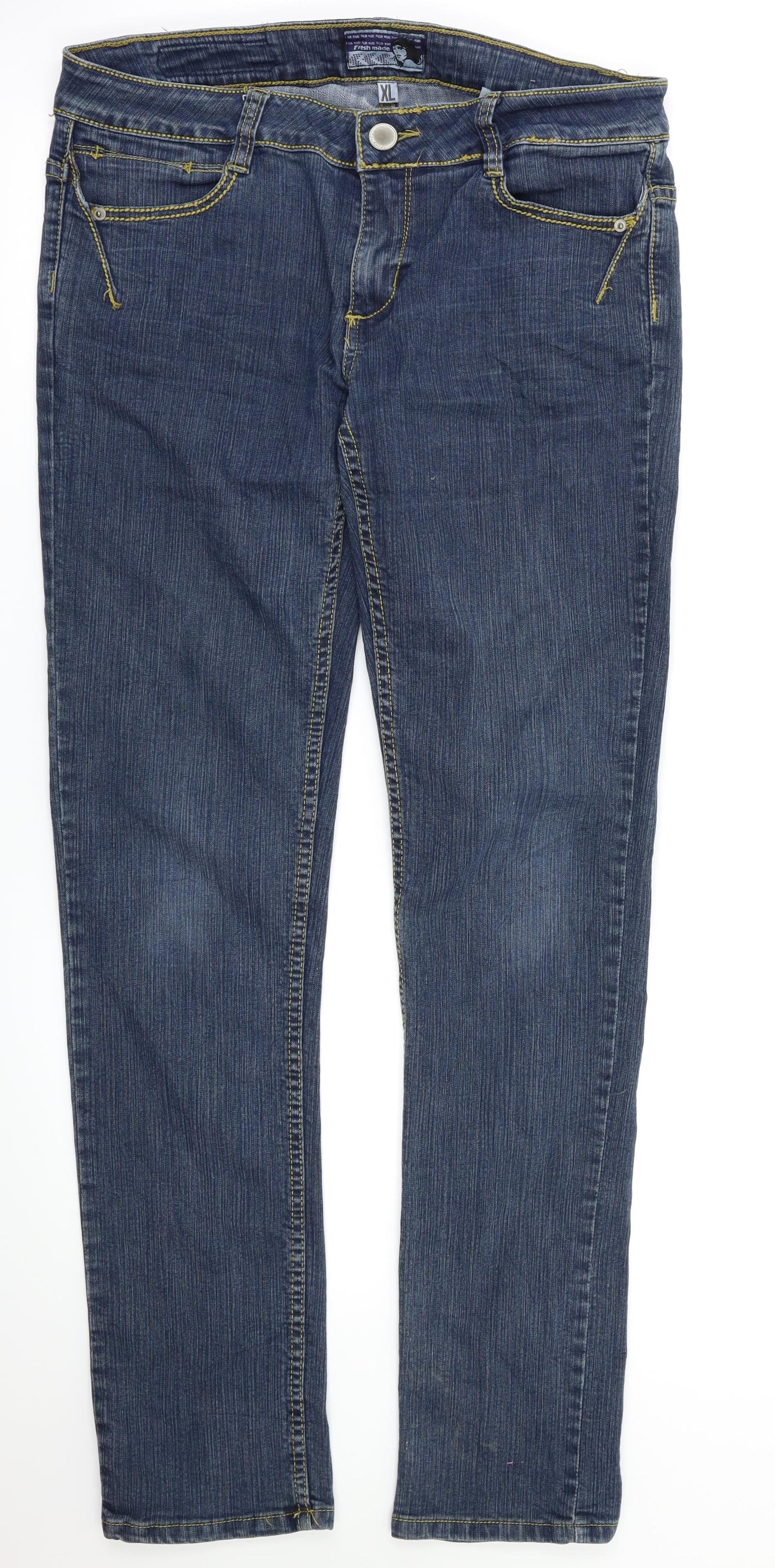 Womens UK Size XL Preworn Regular Fit Straight Blue Jeans