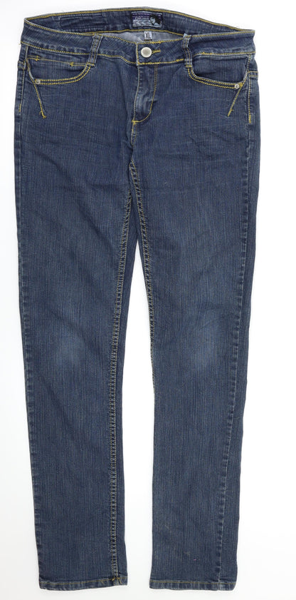 Womens UK Size XL Preworn Regular Fit Straight Blue Jeans