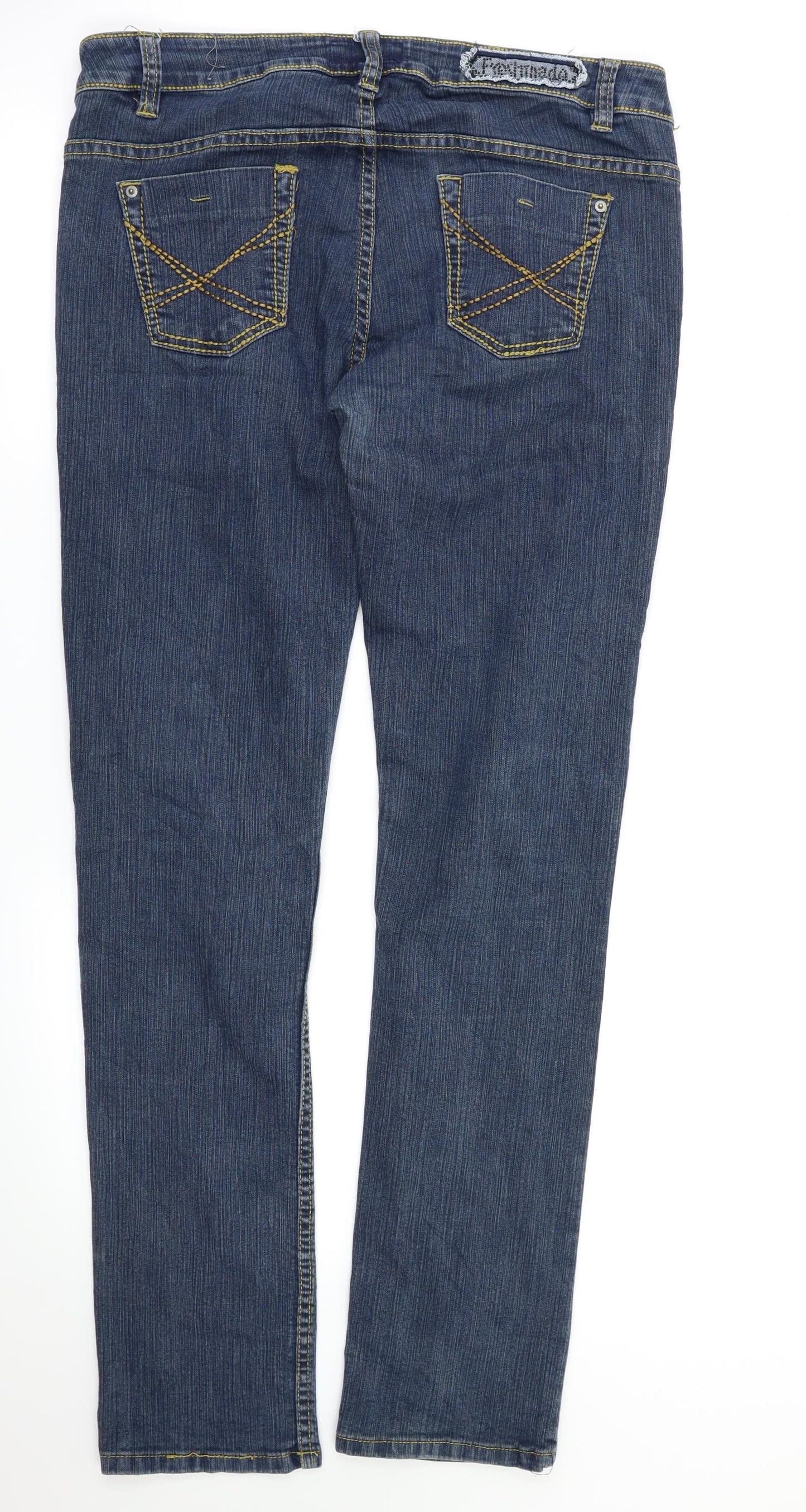 Womens UK Size XL Preworn Regular Fit Straight Blue Jeans
