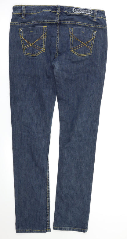 Womens UK Size XL Preworn Regular Fit Straight Blue Jeans
