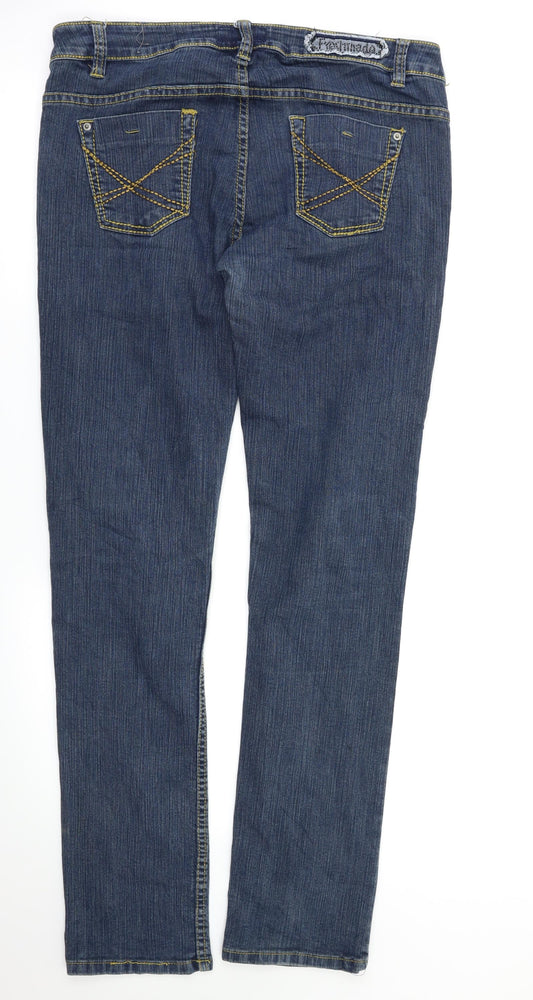 Womens UK Size XL Preworn Regular Fit Straight Blue Jeans