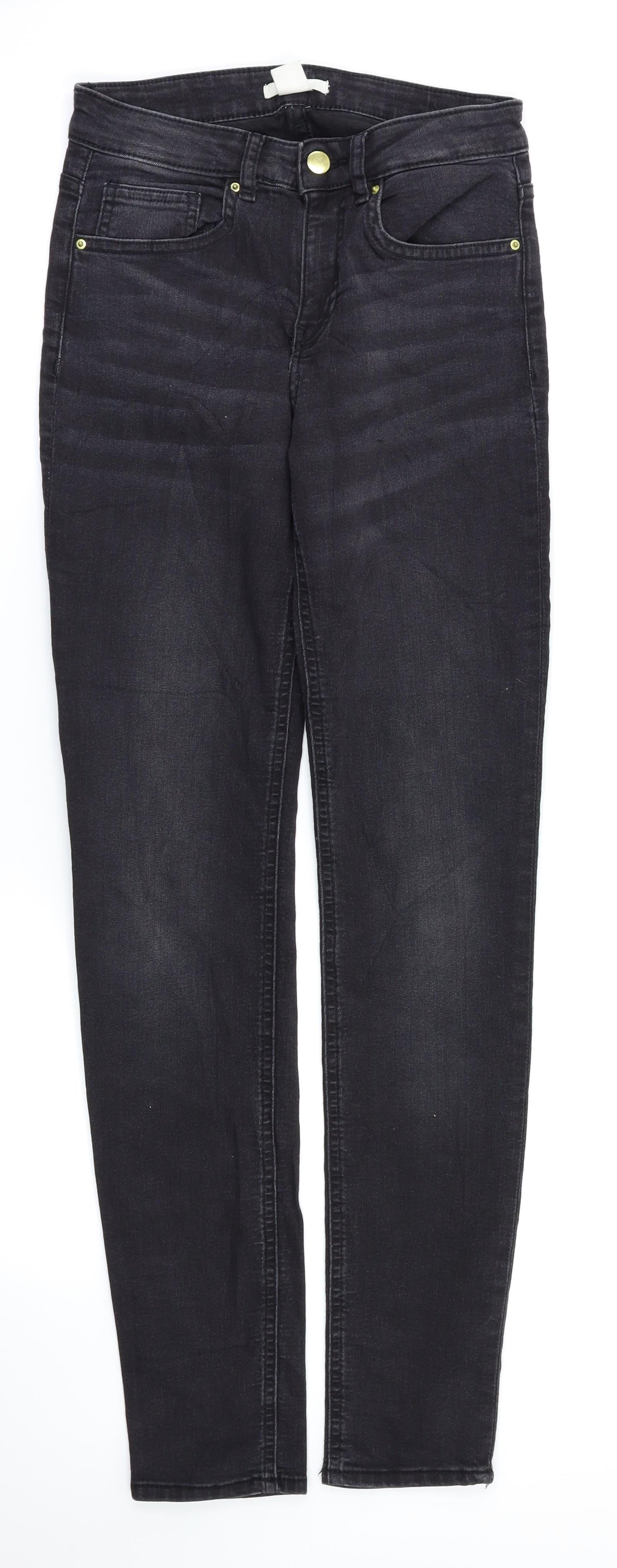 Womens UK Size 4 H&M Regular Fit Skinny Black Jeans